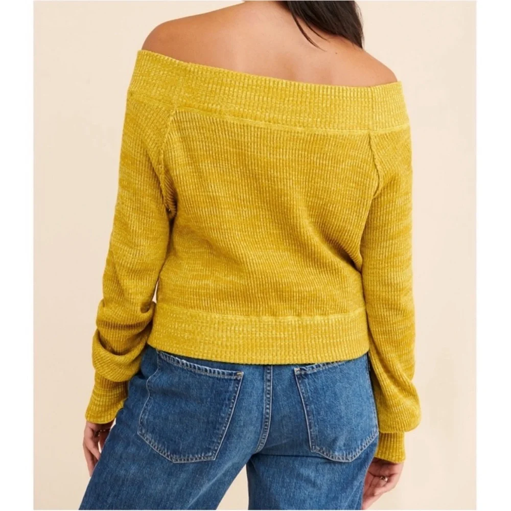 Free People Rush‎ Crush Off the Shoulder Crop Sweater in Verbena Combo Size XS